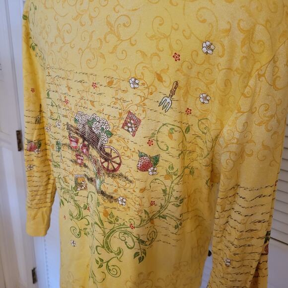 Studio Collection Yellow Garden Embroidered Y2K Cotton Top Large Cottagecore - Picture 4 of 6